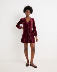 Oliver Bonas - Velvet V-neck Long Sleeve Mini Dress, Size 10 - Lyst