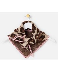 Oliver Bonas - Brown Leopard Print & Pink Knitted Triangle Scarf - Lyst
