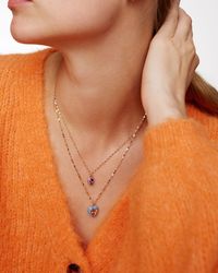 Oliver Bonas - Scarlett Teardrop & Heart Layered Pendant Necklace - Lyst