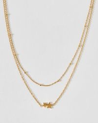 Oliver Bonas - Morgan Tone Waterproof Double Star Charm Double Row Necklace - Lyst