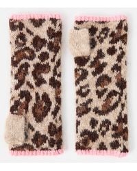 Oliver Bonas - Brown Leopard Print & Knitted Wrist Warmers - Lyst