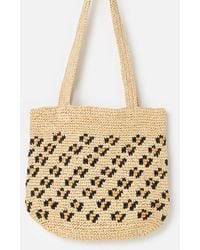 Oliver Bonas - Leopard Print Straw Tote Bag - Lyst