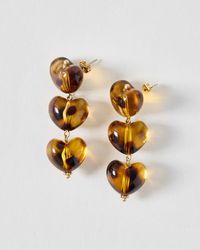 Oliver Bonas - Naya Tiered Tort Resin Large Heart Drop Earrings - Lyst