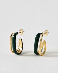 Oliver Bonas - Autumn Enamel & Gold Tone Hoop Earrings - Lyst