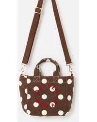 Oliver Bonas - & Ecru Polka Dot Logo Fabric Mini Tote Crossbody Bag - Lyst
