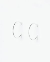 Oliver Bonas - Nia Silver Nugget Beaded Hoop Earrings Large - Lyst
