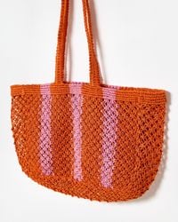 Oliver Bonas - Estie Pink & Orange Striped Woven Tote Bag - Lyst