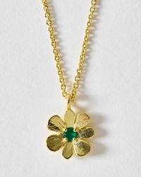 Oliver Bonas - Zaria Green Onyx Flower Charm Pendant Necklace - Lyst