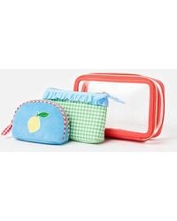 Oliver Bonas - Green, Blue & Orange Wash Bags Set Of Three - Lyst