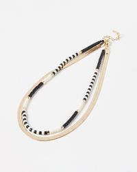 Oliver Bonas - Selene Snake Chain & Bead Double Row Layered Short Necklace - Lyst