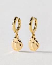Oliver Bonas - Maisy Tone Hammered Charm Hoop Earrings - Lyst