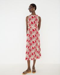 Oliver Bonas - & Cream Embroidered Geometric Cut Out Cotton Midi Dress, Size 10 - Lyst