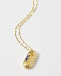 Oliver Bonas - Dina Engraved Lines Gold Plated Pendant Necklace - Lyst