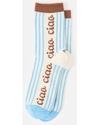 Oliver Bonas - Pink & Brown Striped Ciao Ankle Socks - Lyst