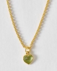 Oliver Bonas - Auden Peridot Inlay Heart Charm Pendant Necklace - Lyst