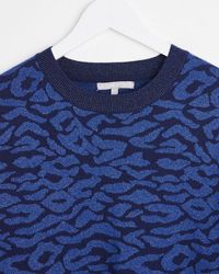 Oliver Bonas - Animal Sparkle Navy Knitted Sweater Dress - Lyst