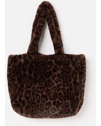 Oliver Bonas - Leopard Print Faux Fur Tote Bag - Lyst