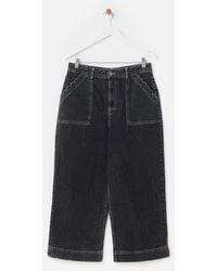Oliver Bonas - Denim Scalloped Pocket Cropped Wide Leg Jeans, Size 10 - Lyst