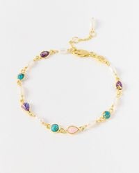 Oliver Bonas - Tricia Gemstone & Freshwater Pearl Chain Bracelet - Lyst