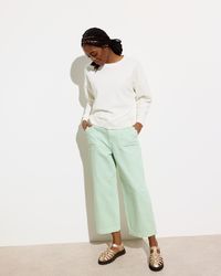 Oliver Bonas - & White Striped Scalloped Pocket Cropped Wide Leg Jeans, Size 6 - Lyst