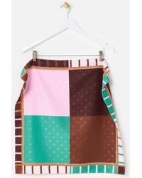 Oliver Bonas - Brown & Pink Colour Block Dobby Square Scarf - Lyst