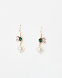 Oliver Bonas - Idylla Faux Pearl Gold Tone Drop Hook Earrings - Lyst