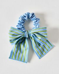 Oliver Bonas - Heath & Green Stripe Bow Scrunchie - Lyst