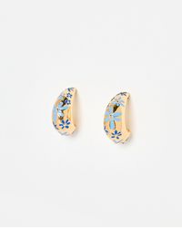 Oliver Bonas - Maria Enamel Flower Hoop Earrings - Lyst