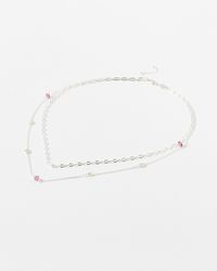 Oliver Bonas - Ula Pearl Layered Silver Chain Collar Necklace - Lyst