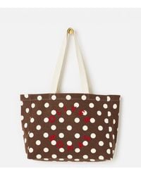 Oliver Bonas - & Ecru Polka Dot Logo Fabric Tote Shopper Bag - Lyst