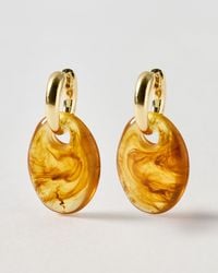 Oliver Bonas - Edna Resin Charm Drop Hoop Earrings - Lyst