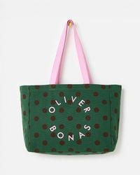 Oliver Bonas - & Brown Polka Dot Logo Fabric Tote Shopper Bag - Lyst