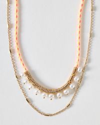 Oliver Bonas - Amie Cord & Faux Pearl Double Row Necklace - Lyst