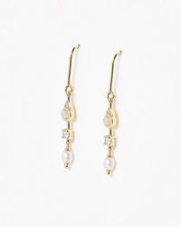 Oliver Bonas - Aurora Opal & Freshwater Pearl Gold Plated Drop Earrings - Lyst