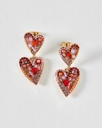 Oliver Bonas - Becca Stone Cluster Tiered Heart Drop Earrings - Lyst