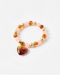 Oliver Bonas - Cora Pink, & Gold Beaded Bracelet - Lyst