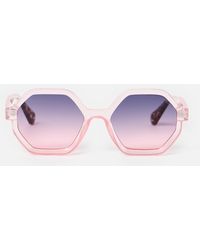 Oliver Bonas - Light Crystal Hexagonal Sunglasses - Lyst