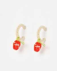 Oliver Bonas - Shelby Strawberry Beaded Charm Drop Hoop Earrings - Lyst