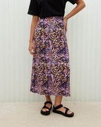 Oliver Bonas - Blurred Animal Print Plisse Midi Skirt, Size 6 - Lyst