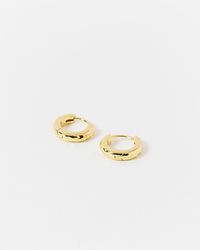 Oliver Bonas - Efa Hammered Huggie Earrings Small - Lyst