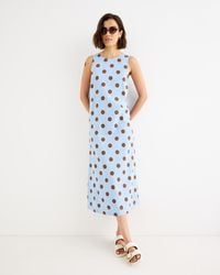 Oliver Bonas - Light & Brown Polka Dot Sleeveless Midi Dress, Size 10 - Lyst