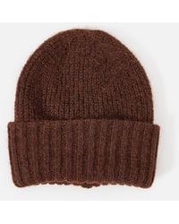 Oliver Bonas - Chocolate Fluffy Ribbed Knitted Beanie Hat - Lyst