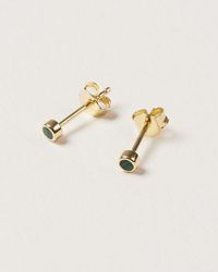 Oliver Bonas - Nettie Malachite Stone & Gold Plated Mini Stud Earrings - Lyst