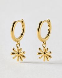 Oliver Bonas - Delilah Daisy Flower Charm Hoop Drop Earrings - Lyst