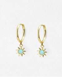 Oliver Bonas - Cyra Sun Opalite Charm Drop Hoop Earrings - Lyst