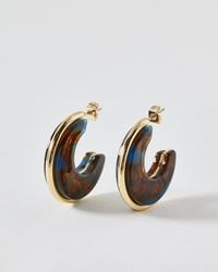 Oliver Bonas - Irene Resin & Gold Tone Hoop Earrings - Lyst