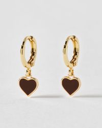 Oliver Bonas - Ottilie Heart Gold Tone Huggie Earrings - Lyst