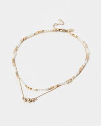Oliver Bonas - Kaia Bead & Faux Pearl Chain Double Row Pendant Necklace - Lyst