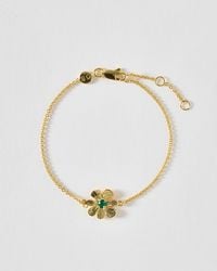 Oliver Bonas - Zaria Green Onyx Flower Charm Chain Bracelet - Lyst
