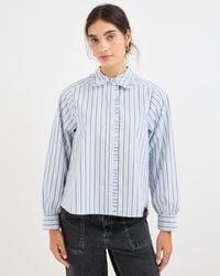 Oliver Bonas - Striped Frill Collar Cotton Shirt, Size 10 - Lyst